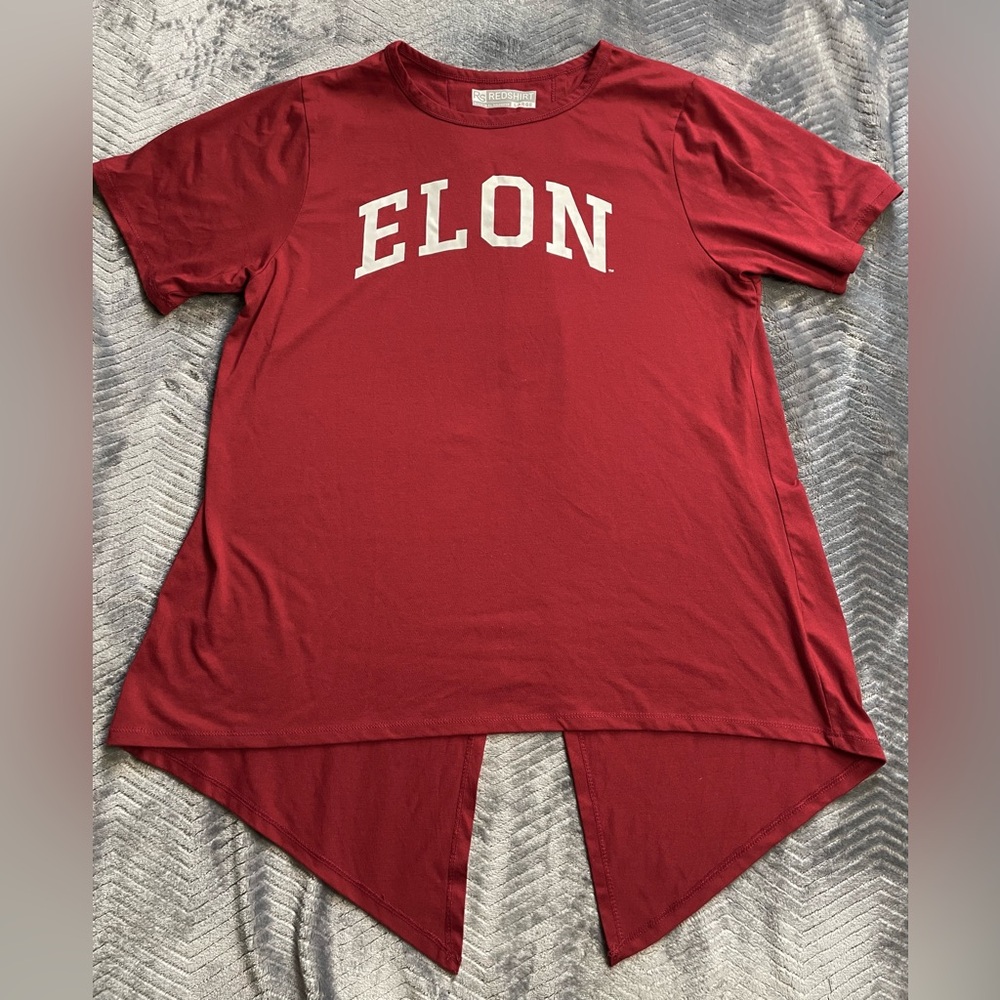 Womens RedShirt Elon University Split Crossback Tee Burgundy Large